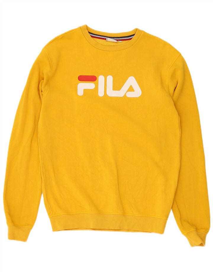 FILA Mens Graphic Moletom Jumper Pequeno Amarelo