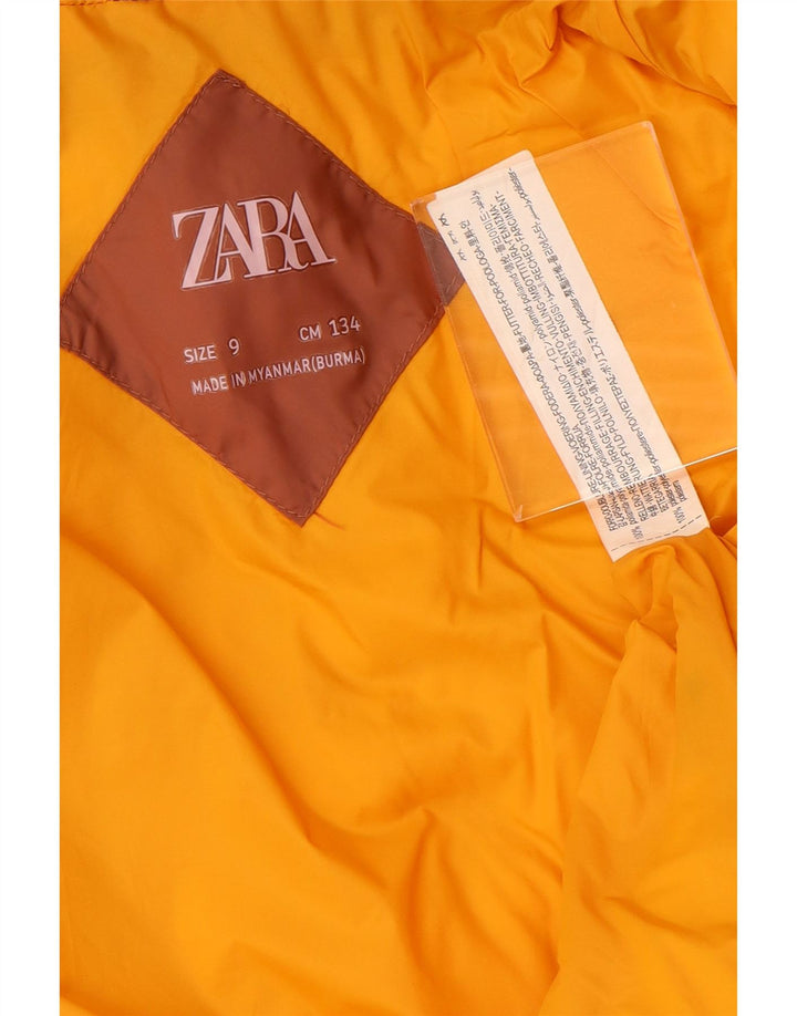 Zara Jaqueta acolchoada com capuz para meninas 8-9 anos marrom Colourblock poliamida