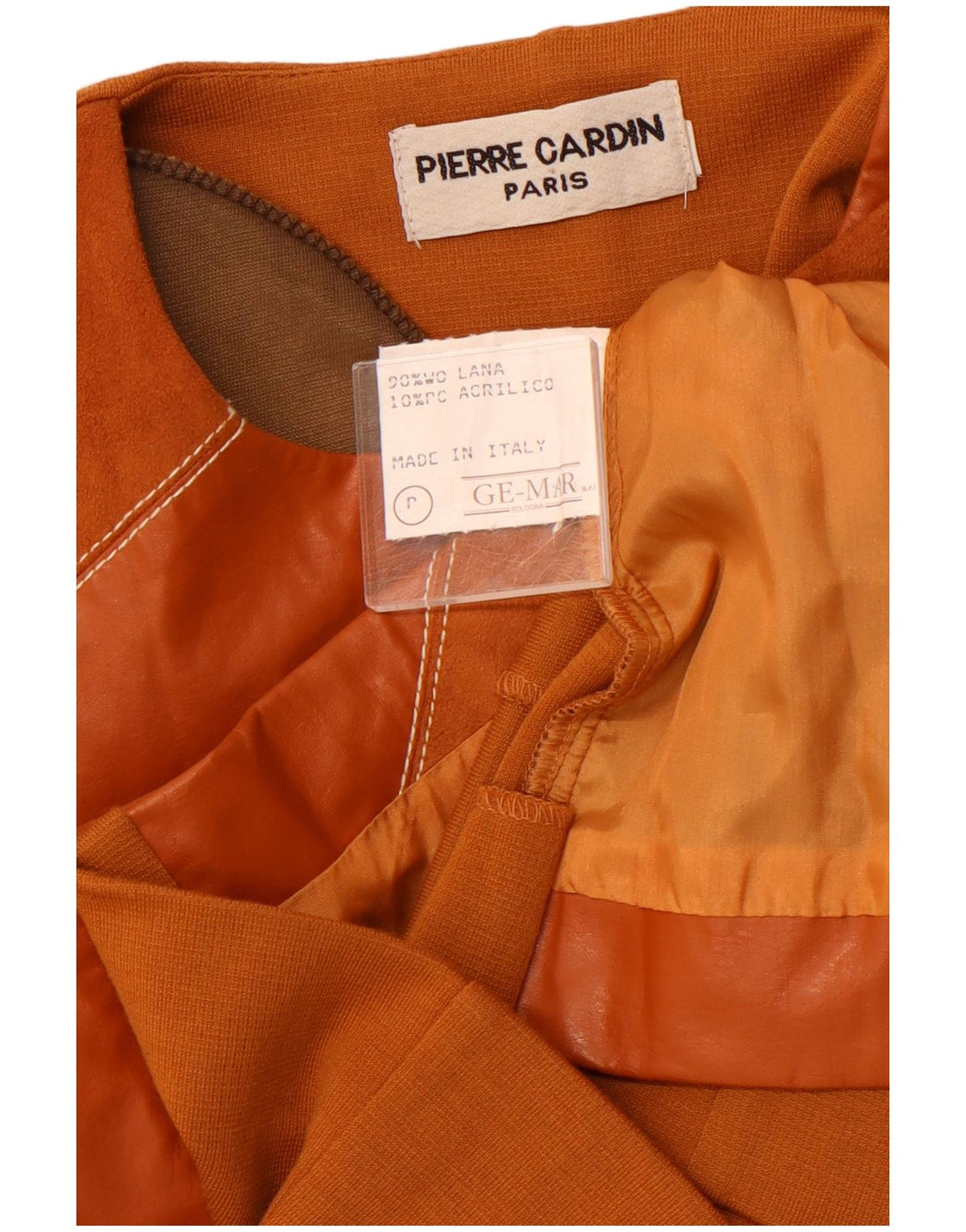 Suéter cardigã feminino PIERRE CARDIN Reino Unido 14 lã patchwork marrom médio
