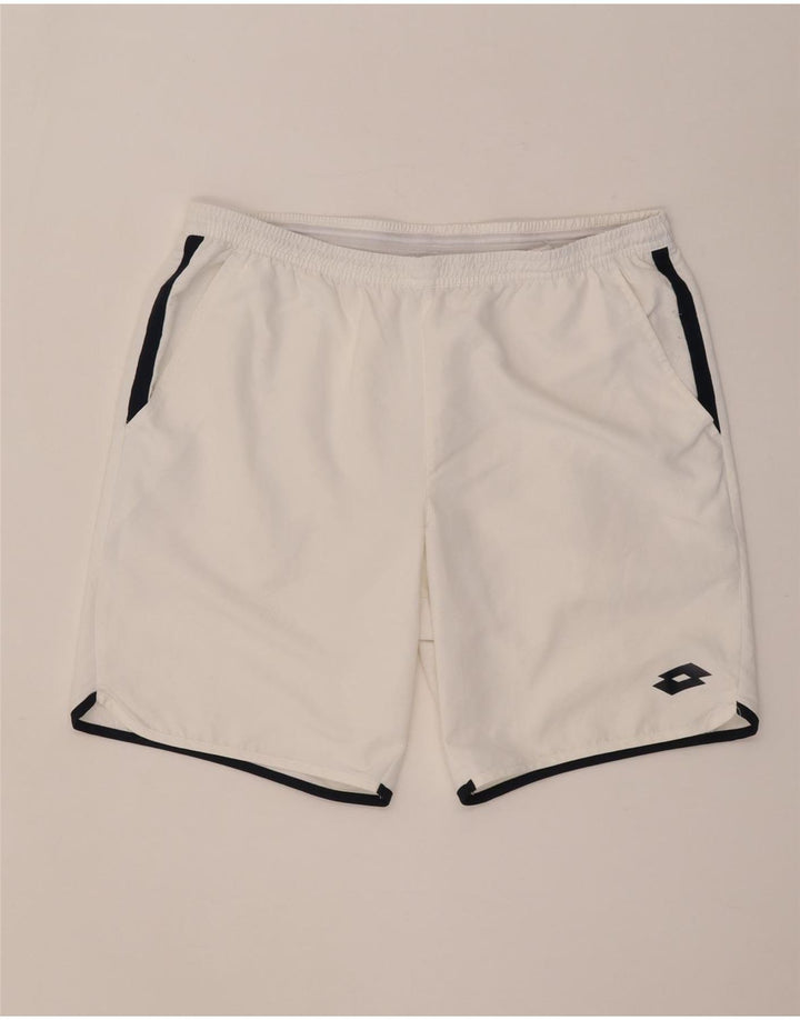 Shorts esportivos masculinos Lotto grande bloco colorido branco
