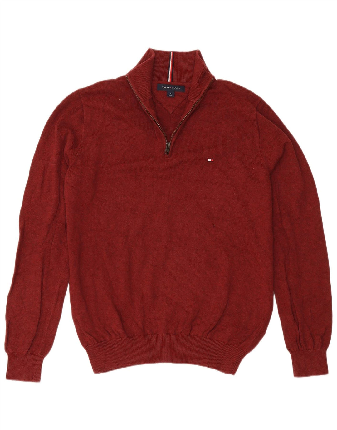 Suéter masculino Tommy Hilfiger com zíper e gola média algodão Borgonha