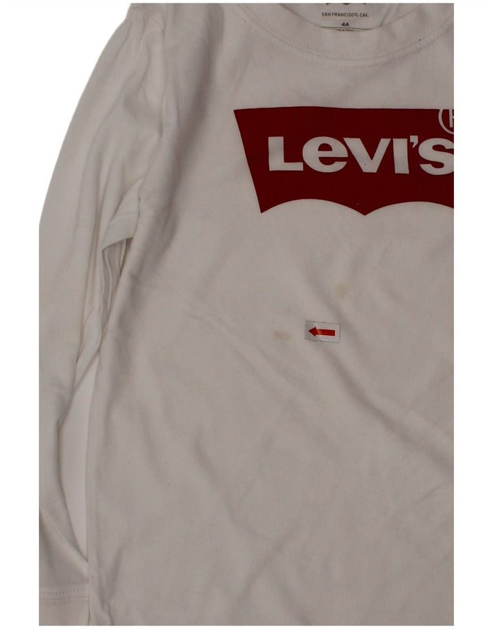 LEVI'S Boys Graphic Top manga comprida 3-4 anos algodão branco
