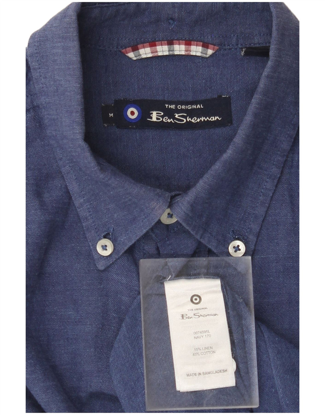 Camisa masculina BEN SHERMAN de linho azul marinho médio