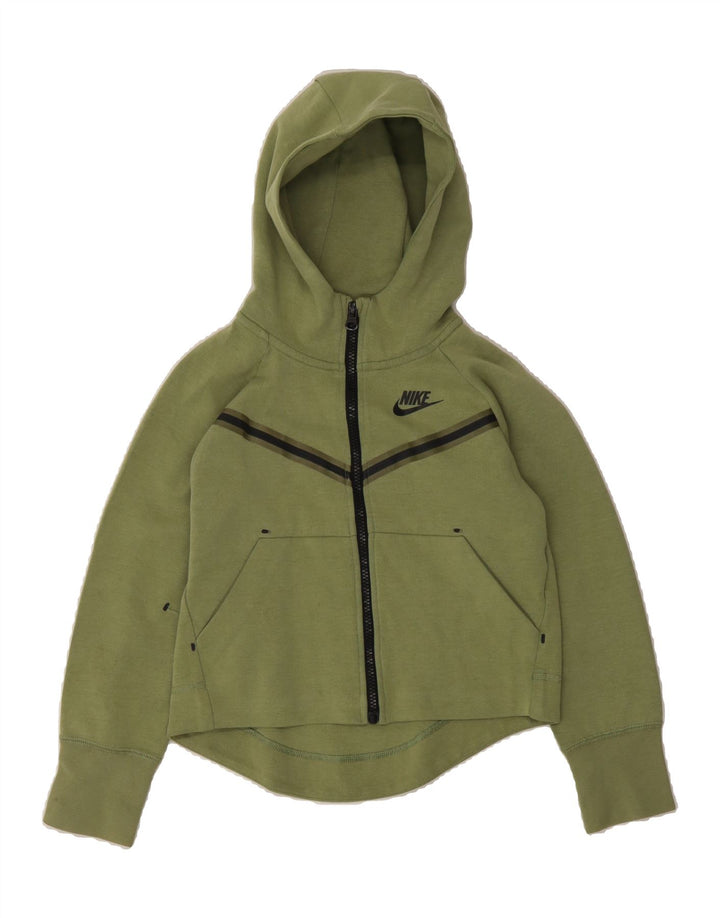 NIKE Girls Zip Hoodie Sweater 8-9 Years Small Green Vintage Nike and Second-Hand Nike from Messina Hembry 