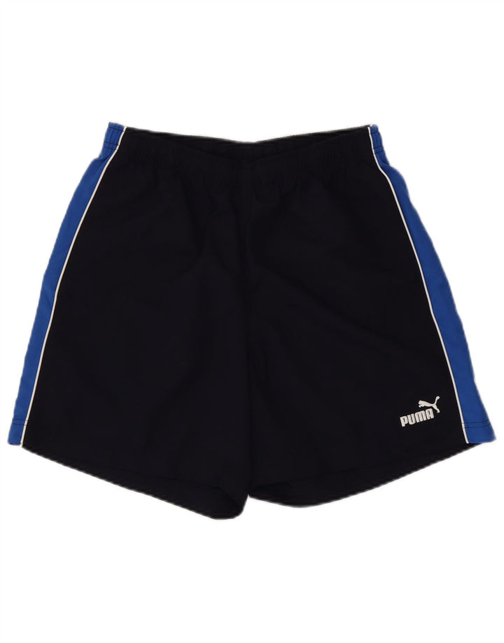 Shorts esportivos masculinos PUMA médio azul marinho colorblock poliéster