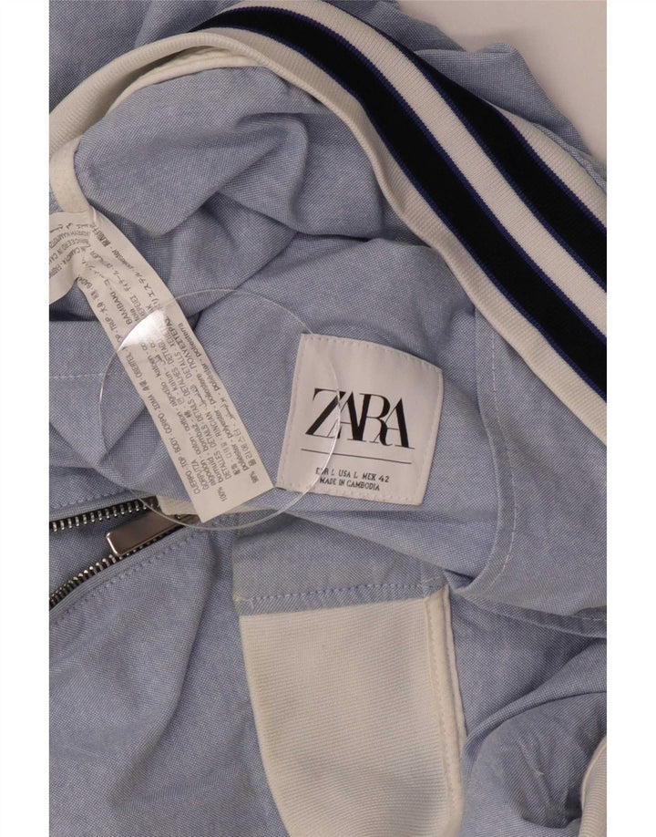 Jaqueta bomber masculina Zara UK 40 grande algodão azul