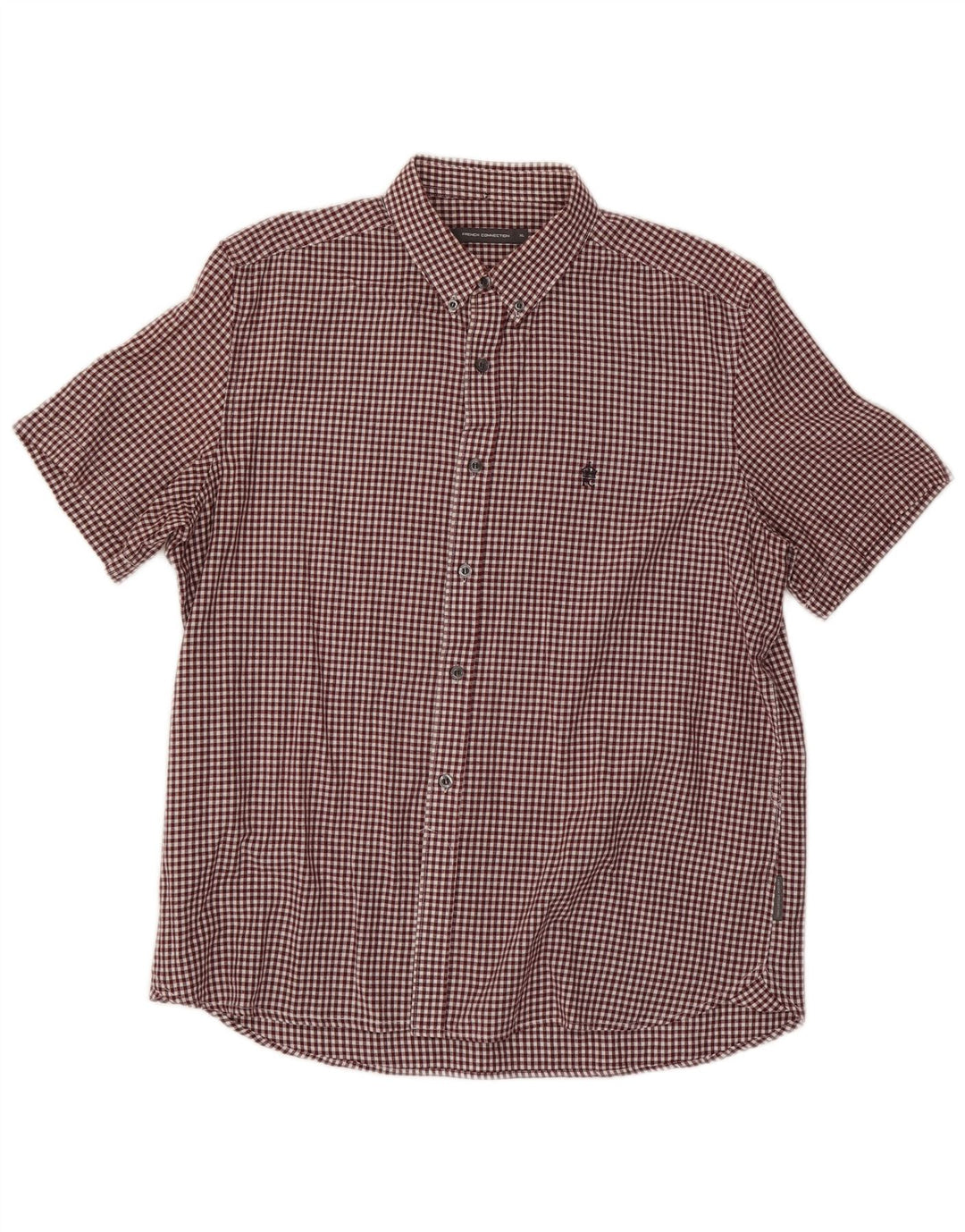 Camisa masculina de manga curta FRENCH CONNECTION XL marrom algodão gingham