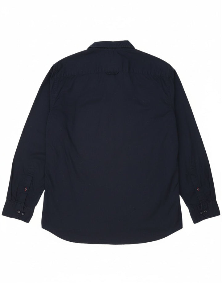 Camisa masculina TOMMY HILFIGER Flex Regular Fit grande algodão azul marinho