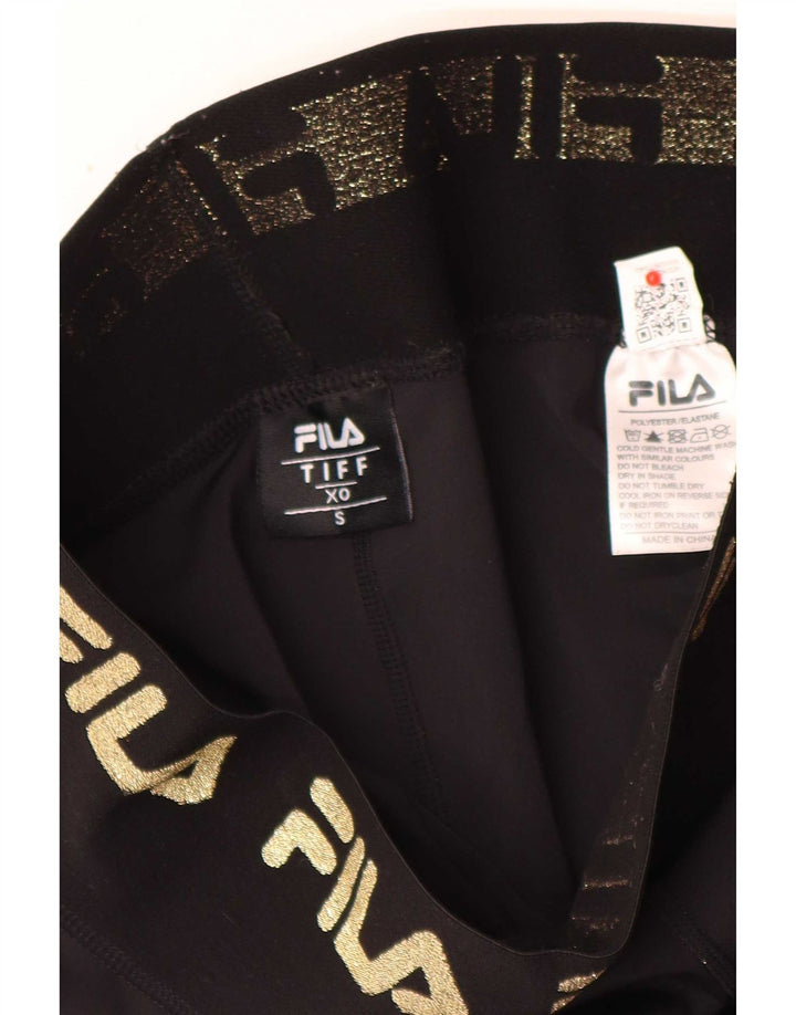 Leggings femininos Fila Graphic UK 10 pequenos esportivos pretos de poliéster