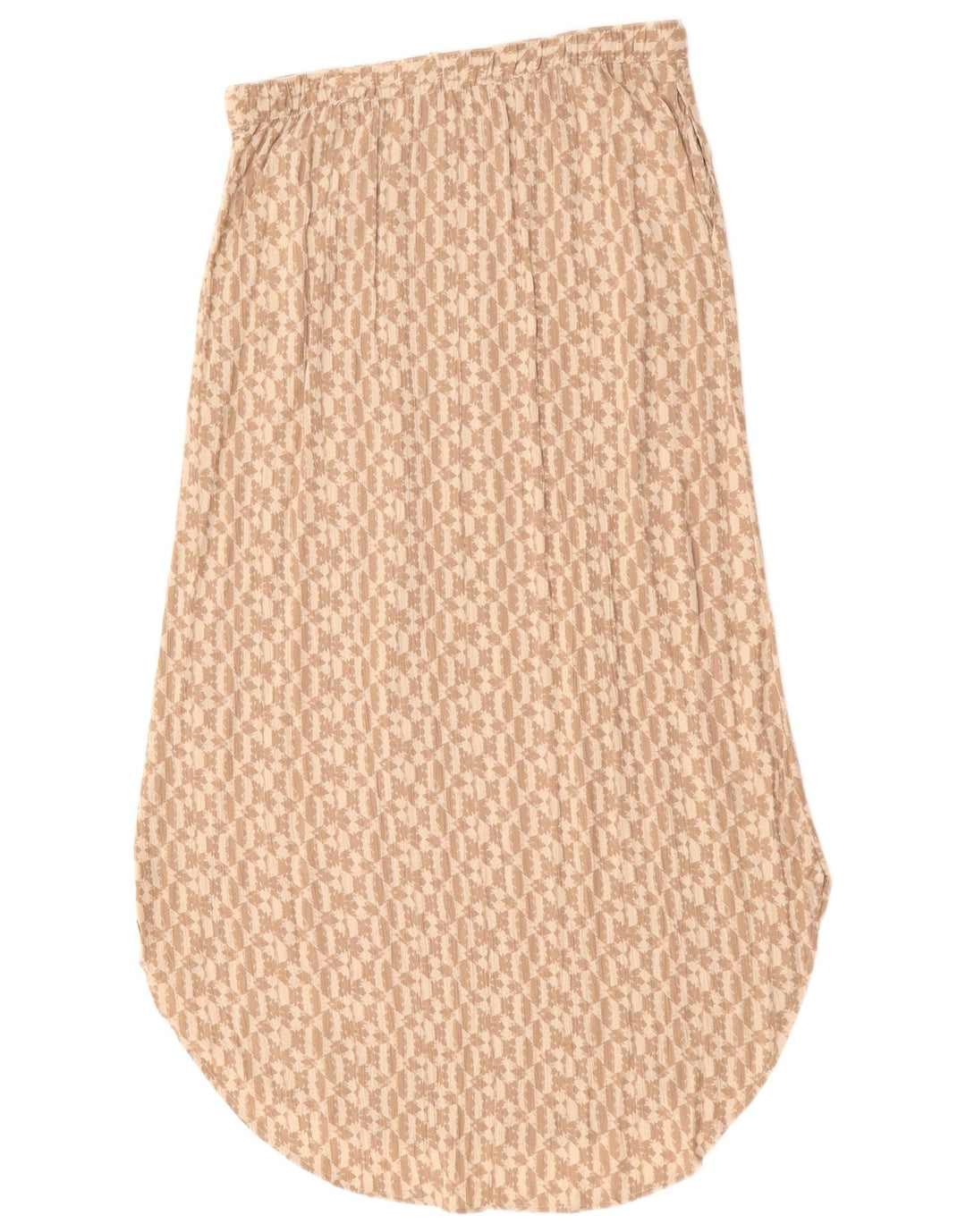 Saia maxi feminina Eddie Bauer Reino Unido 14 médio W30 rayon geométrico bege