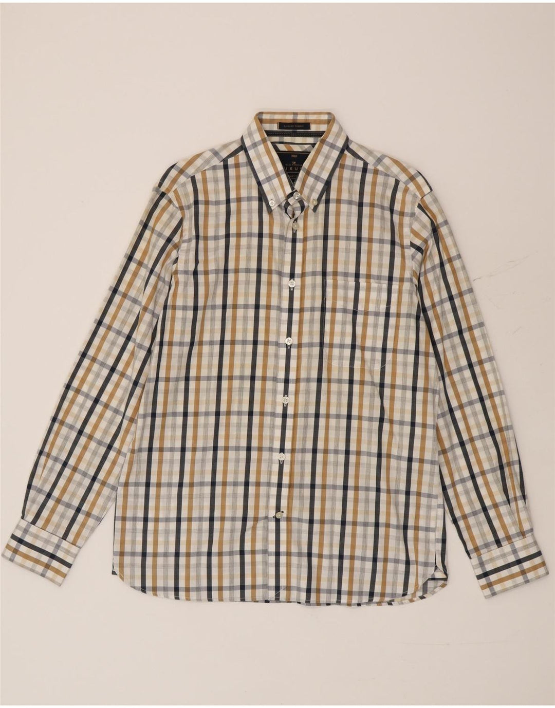 Camisa masculina Marks & Spencer Blue Harbor média de algodão multicolorido