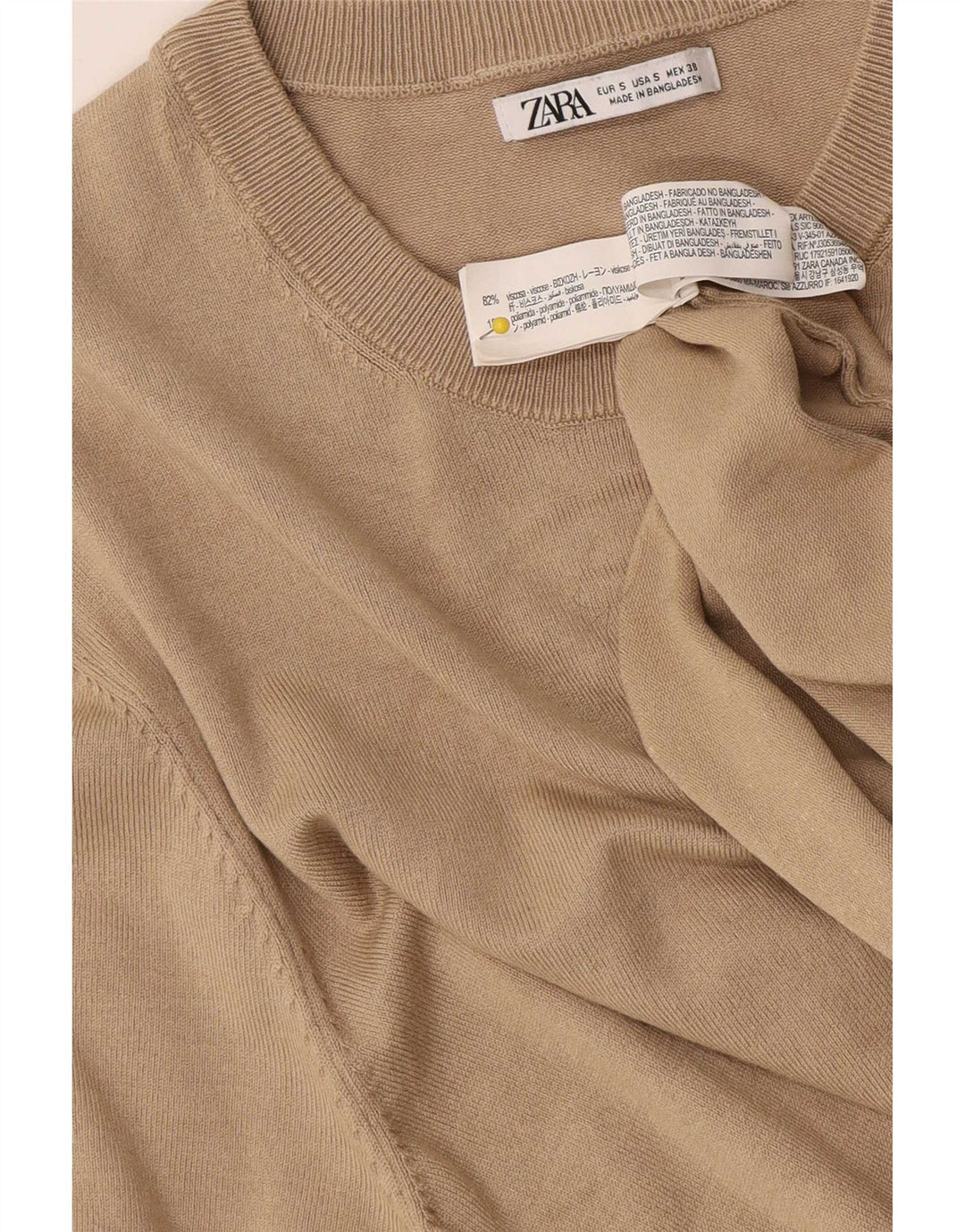 Camiseta masculina Zara Top pequeno bege viscose