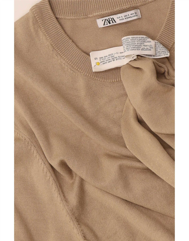 Camiseta masculina Zara Top pequeno bege viscose