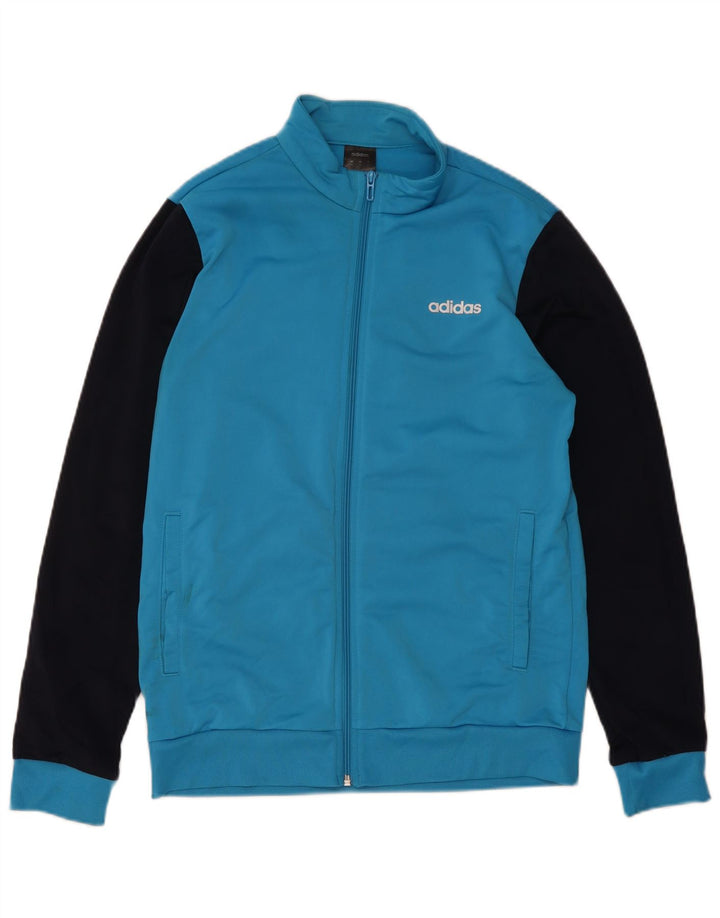 Adidas Mens Graphic Tracksuit Top Jacket Médio Azul Colorblock Poliéster