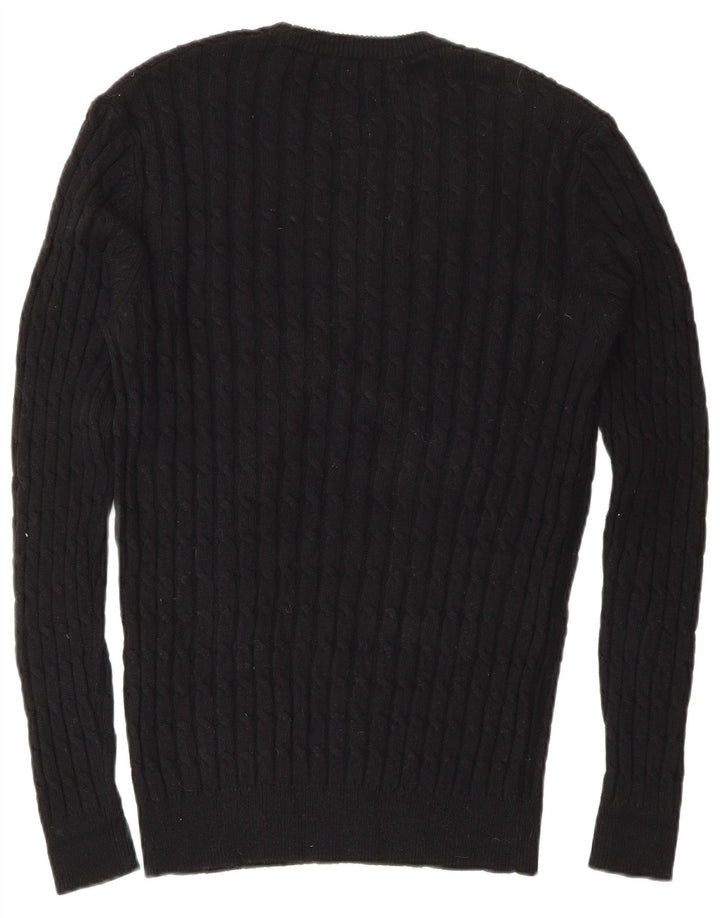 Jack Wills Suéter masculino com gola redonda pequeno preto