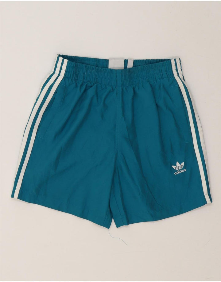 Shorts esportivos femininos Adidas UK 8 pequeno azul poliéster