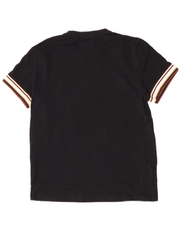 Camiseta masculina Fred Perry de algodão colorblock preto médio