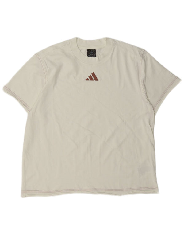 Camiseta feminina Adidas UK 16/18 grande algodão branco