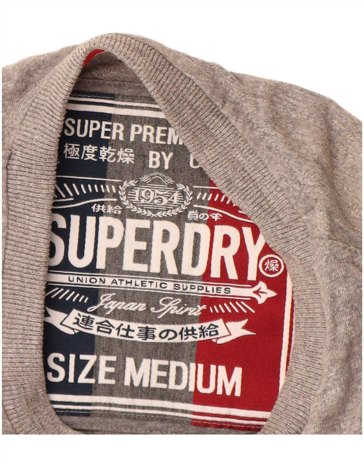 Camiseta masculina SUPERDRY com estampa gráfica cinza médio algodão