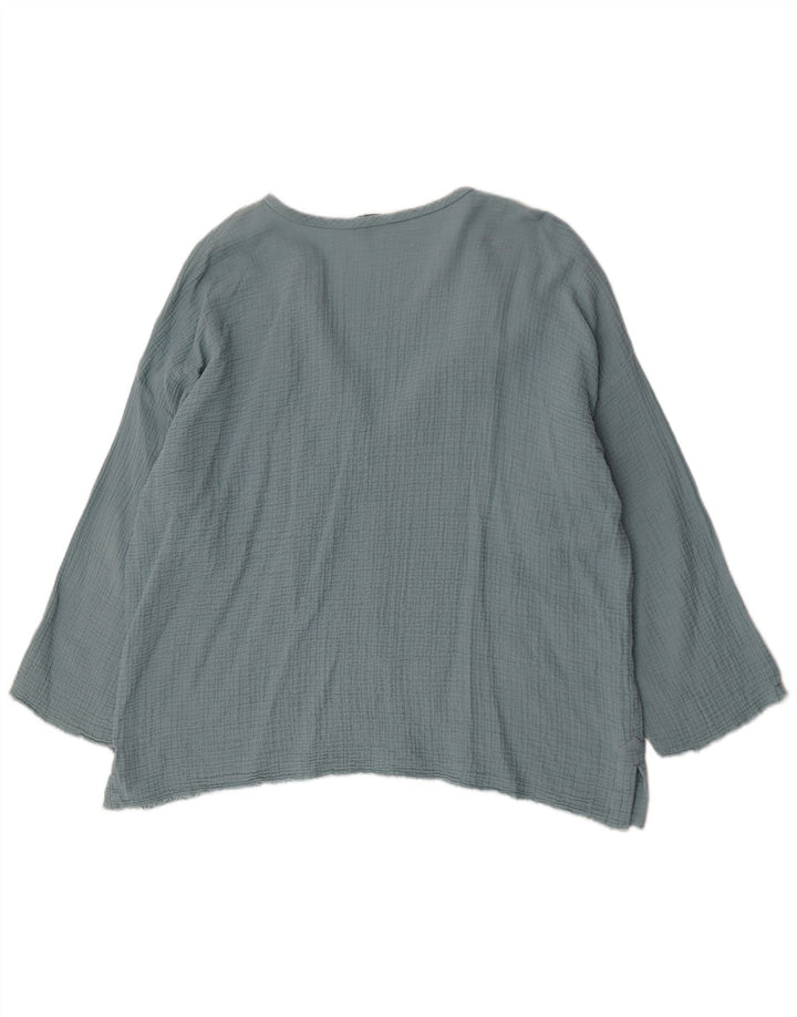 Zara Túnica feminina oversized UK 18 XL algodão azul