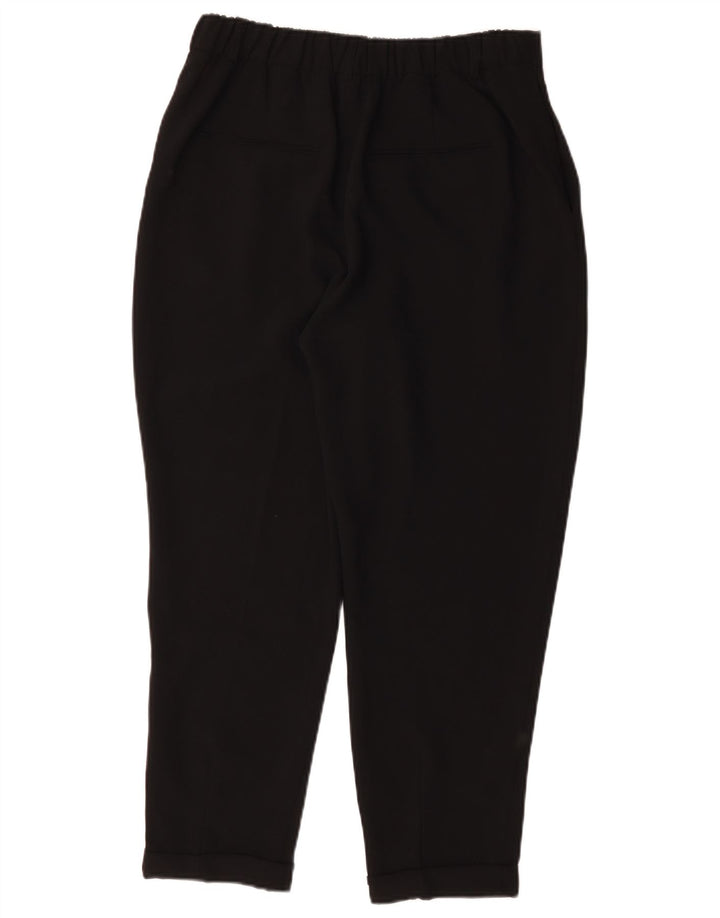 Calça feminina Zara cintura alta cortada grande W32 L25 poliéster preto