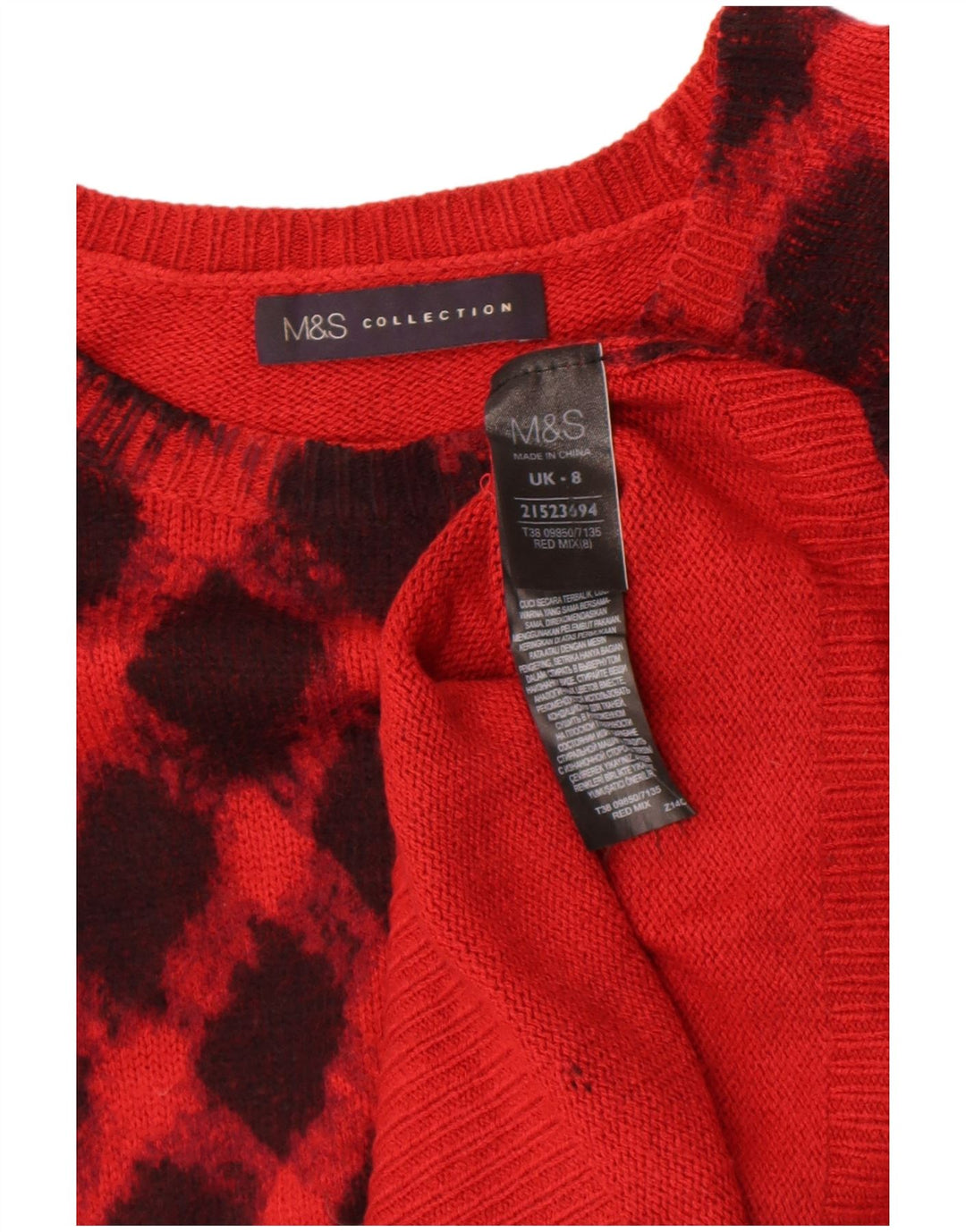 Suéter feminino Marks & Spencer com gola canoa Reino Unido 8 pequeno vermelho