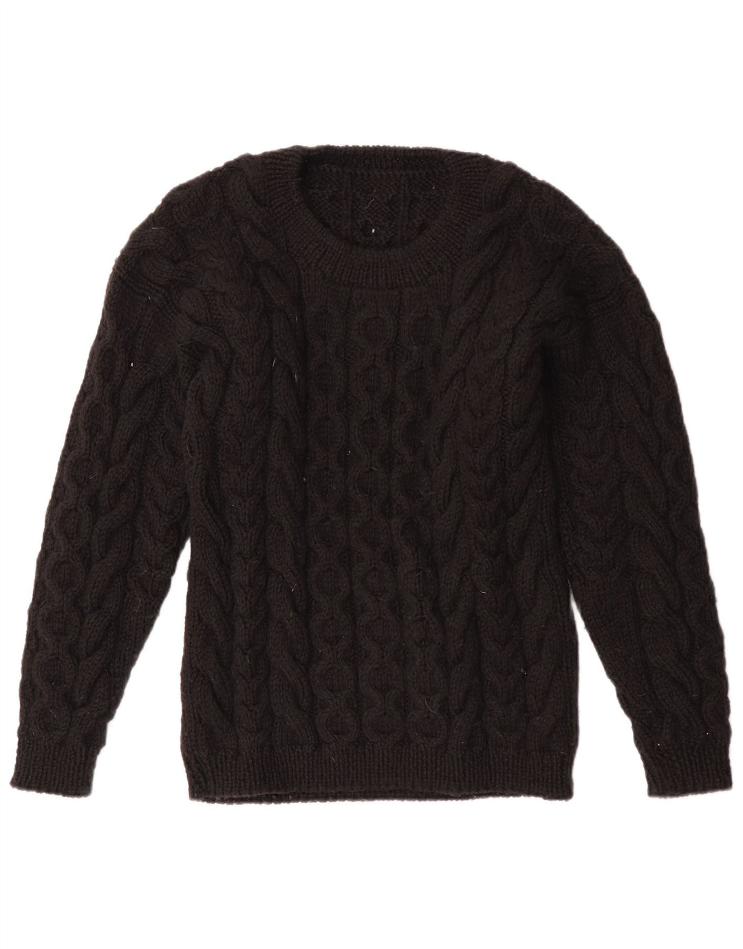 Suéter feminino VINTAGE com gola redonda UK 12 médio preto
