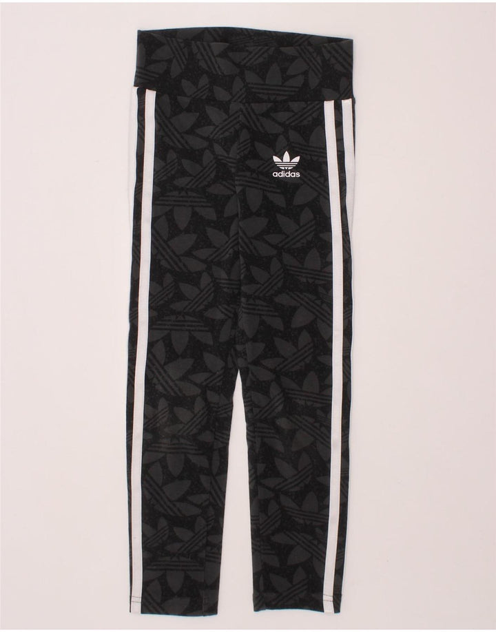 ADIDAS Girls Graphic Leggings 5-6 Years  Grey Cotton Vintage Adidas and Second-Hand Adidas from Messina Hembry 