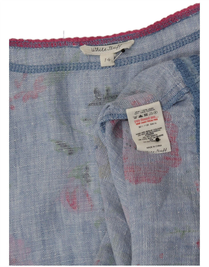 Vestido feminino linha A White Stuff UK 14 linho floral azul médio