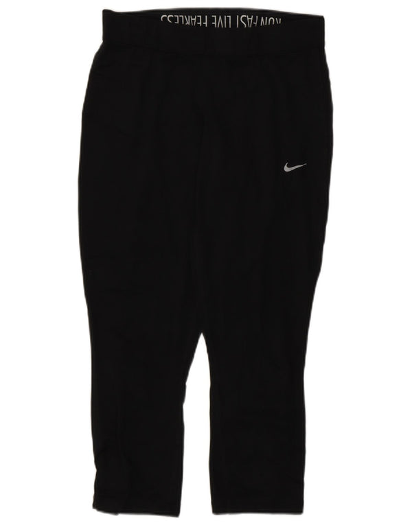 Nike Womens Dri Fit Crop Leggings UK 12 Medium Black Polyester