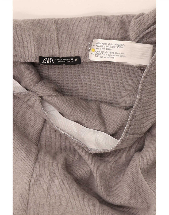 Saia midi feminina Zara médio W28 poliéster manchado cinza