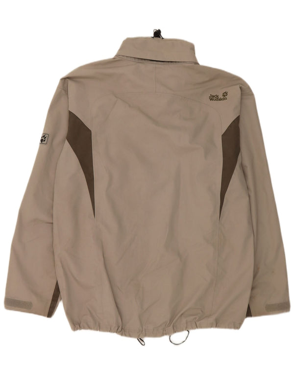 Jaqueta de chuva masculina Jack Wolfskin UK 40/42 grande cinza colorblock poliéster