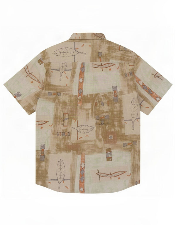 Joka Camisa masculina de manga curta XL cáqui geométrica
