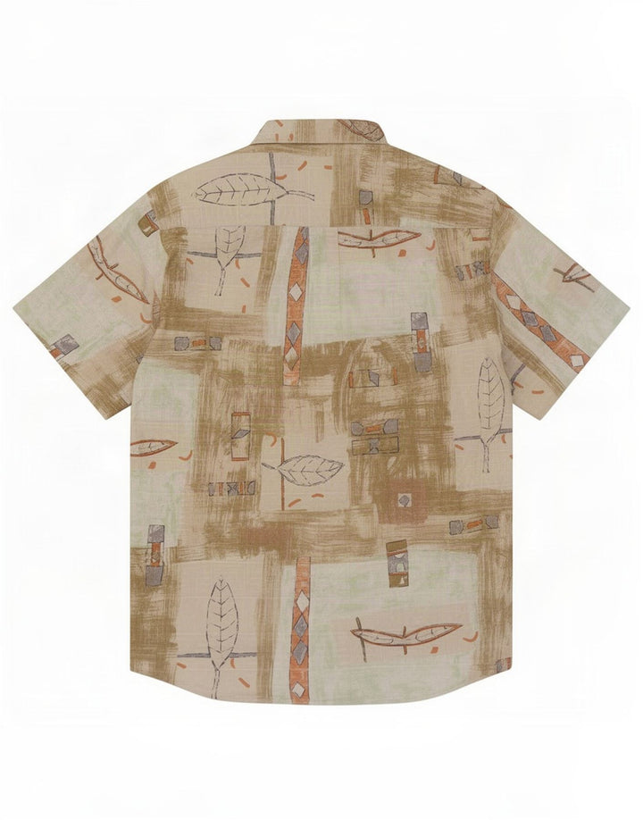 Joka Camisa masculina de manga curta XL cáqui geométrica