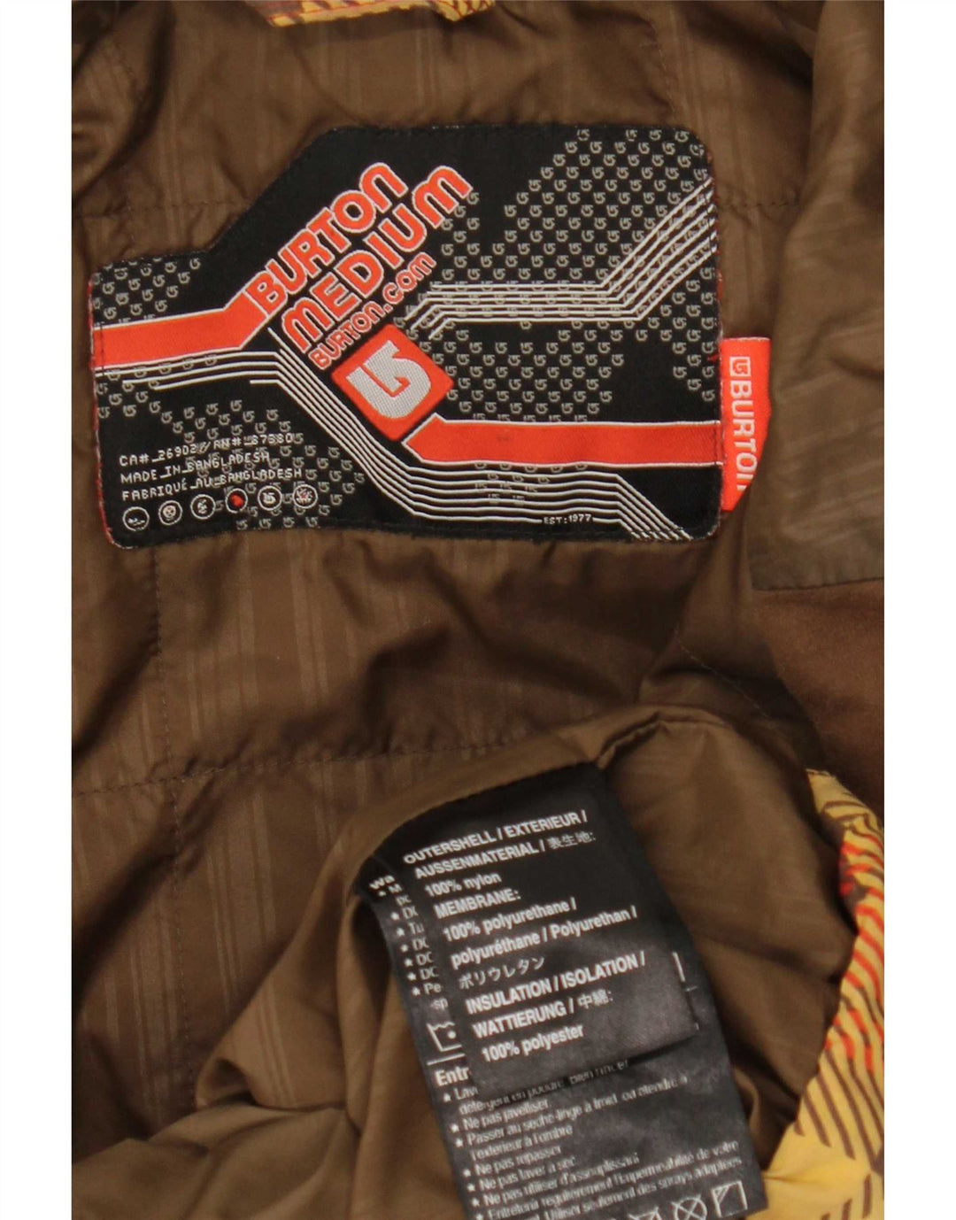 Jaqueta de esqui com capuz masculino Burton UK 38 poliéster xadrez vermelho médio