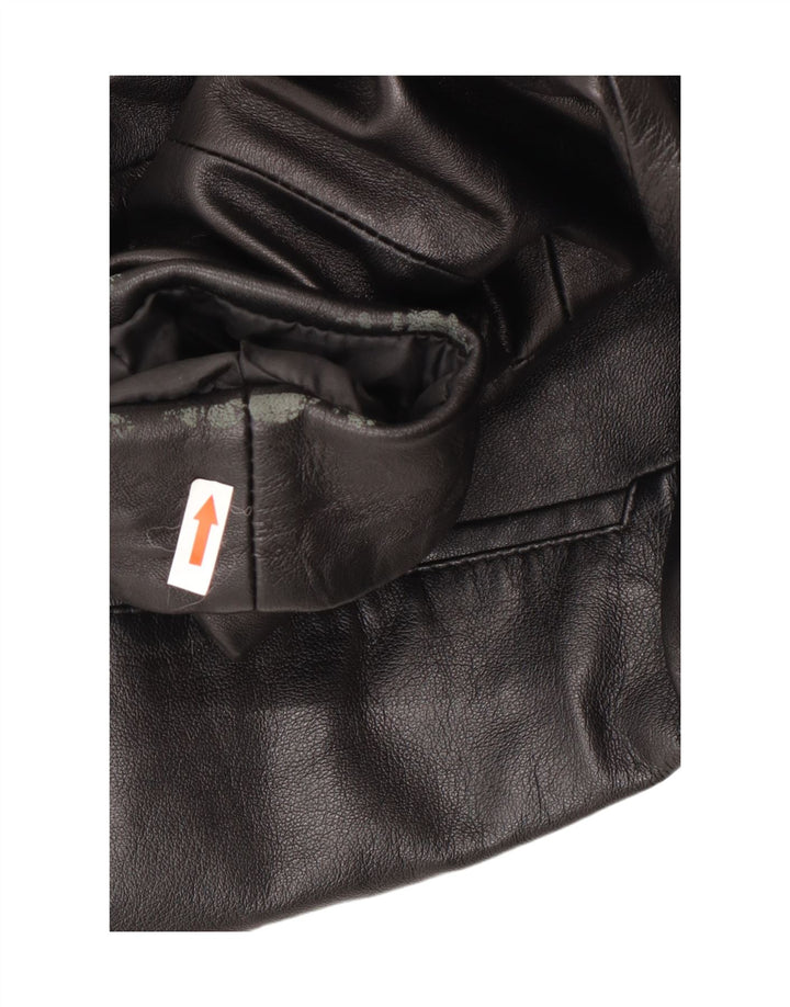 Blazer de couro feminino vintage EU 40 couro preto médio