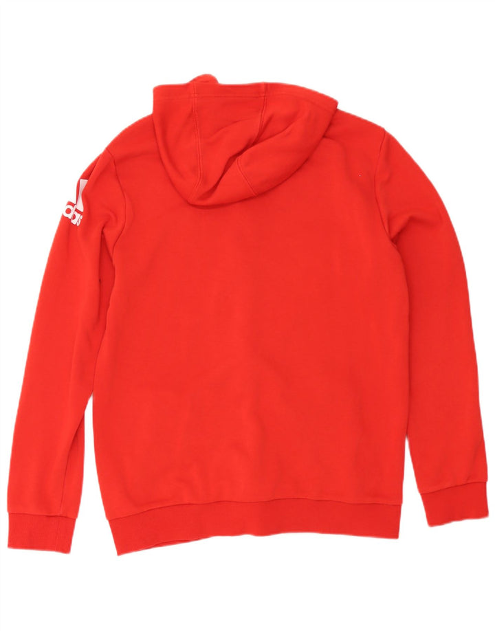 Suéter Adidas masculino com capuz e zíper gráfico médio algodão vermelho