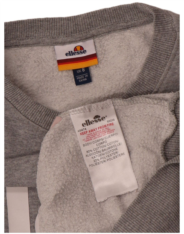 Ellesse moletom feminino grande com estampa gráfica UK 8 pequeno algodão cinza