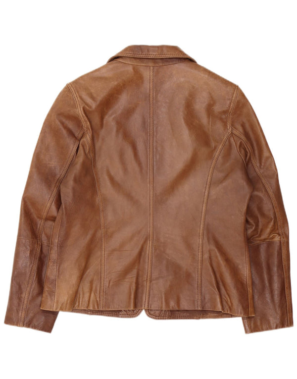 Jaqueta blazer feminina de couro com 2 botões C&A IT 44 marrom médio