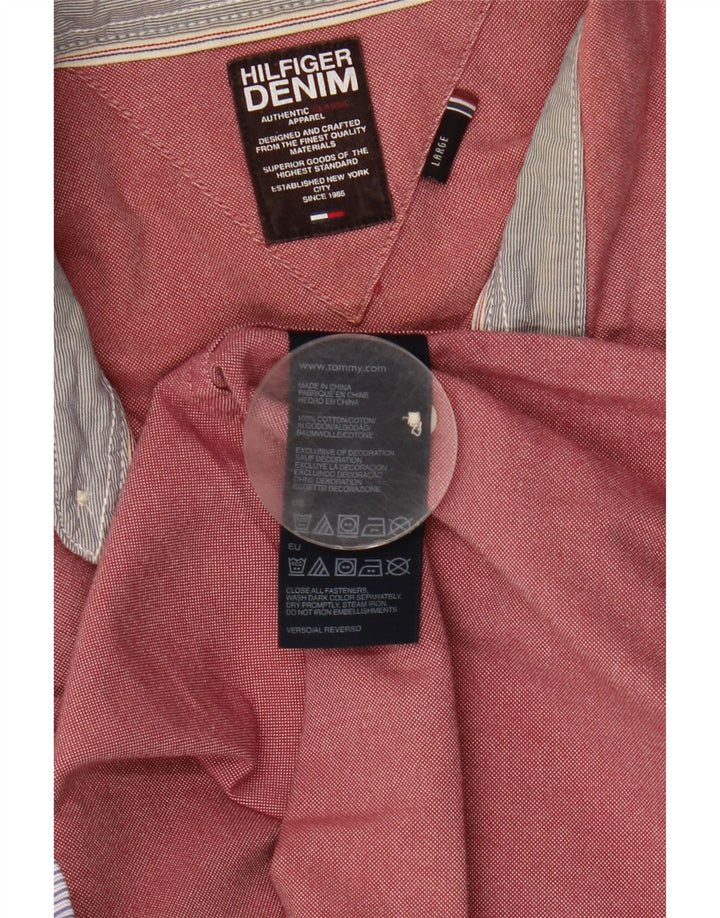 Camisa masculina Tommy Hilfiger grande algodão rosa