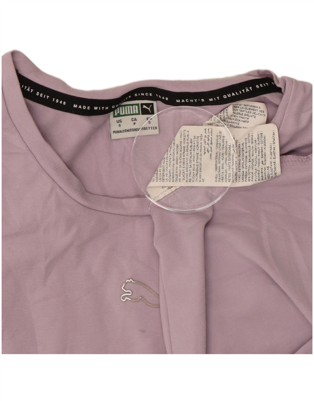 Puma Camiseta Feminina Crop Top UK 10 Pequeno Algodão Roxo
