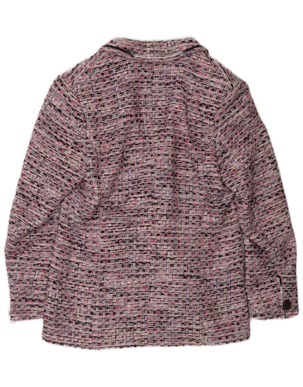 Jaqueta blazer vintage feminina com 3 botões Reino Unido 14 médio rosa manchado