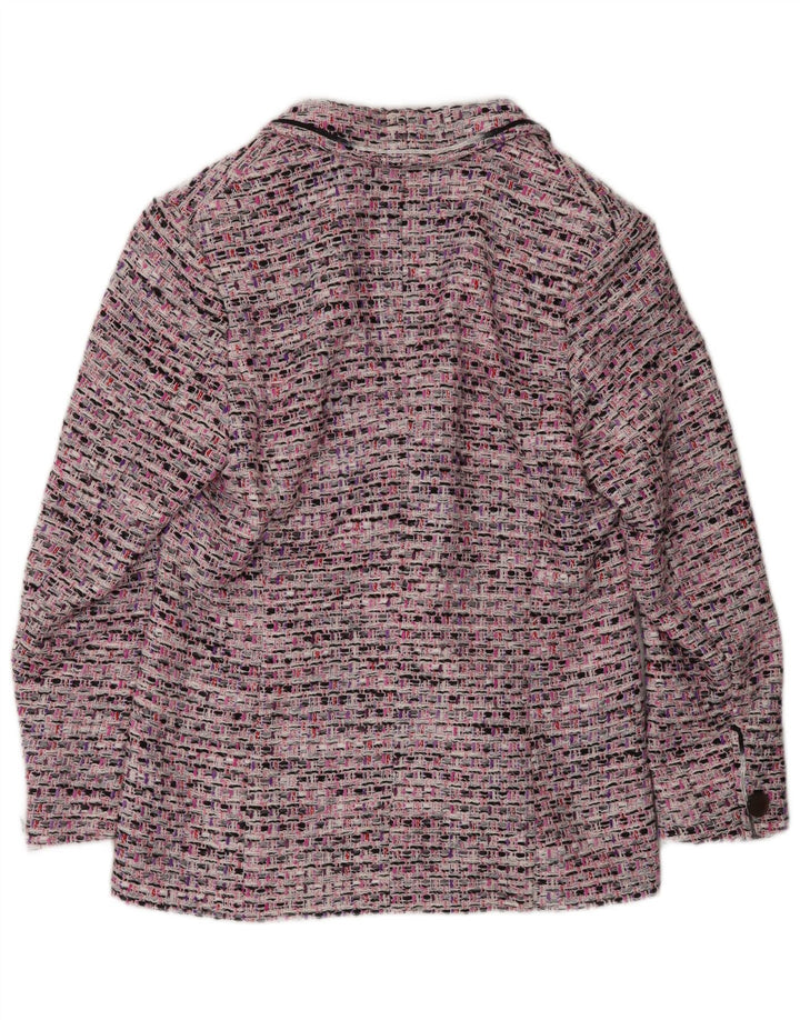 Jaqueta blazer vintage feminina com 3 botões Reino Unido 14 médio rosa manchado