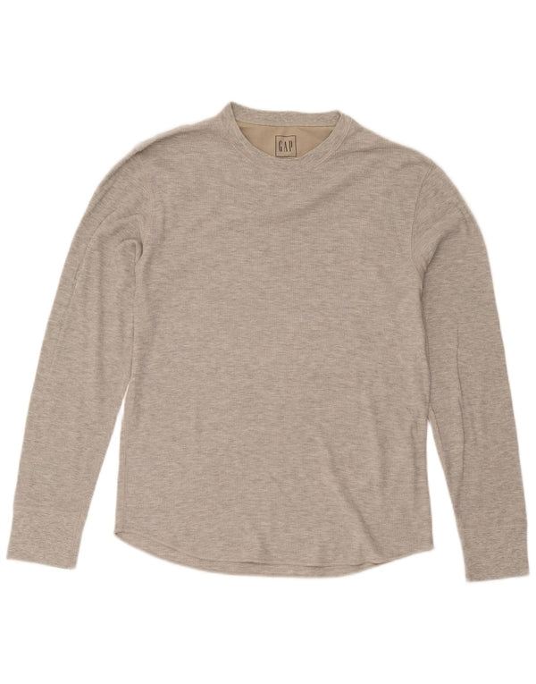 Gap Mens Top Manga Longa Algodão Cinza Médio