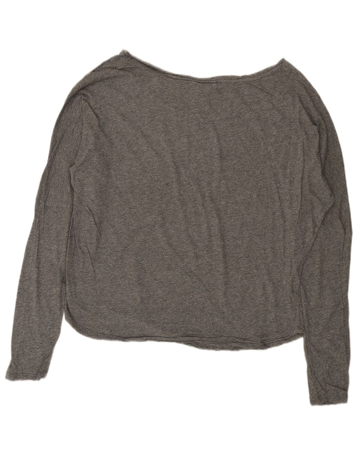 MAISON SCOTCH Top gráfico feminino oversized manga comprida EUA 2 XS algodão cinza