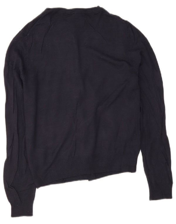 Suéter cardigã feminino Marks & Spencer Reino Unido 10 pequeno azul marinho viscose
