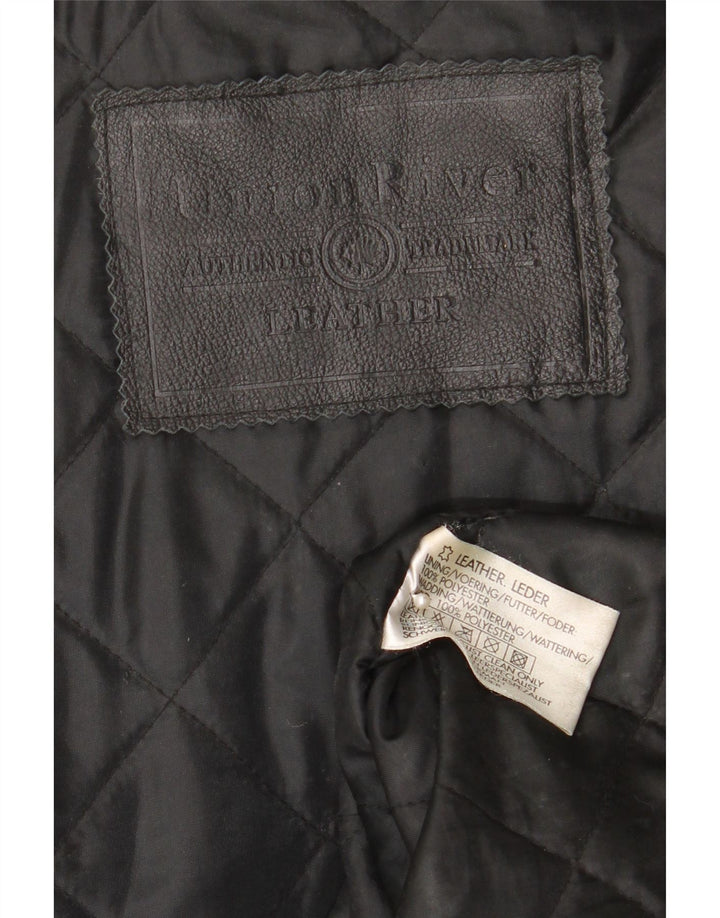 Casaco de couro masculino Union River Reino Unido 41/43 grande couro preto