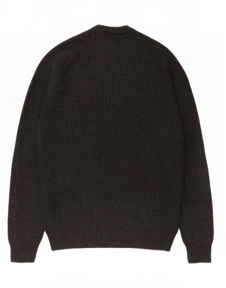 Suéter masculino Marks & Spencer com gola redonda, médio preto manchado