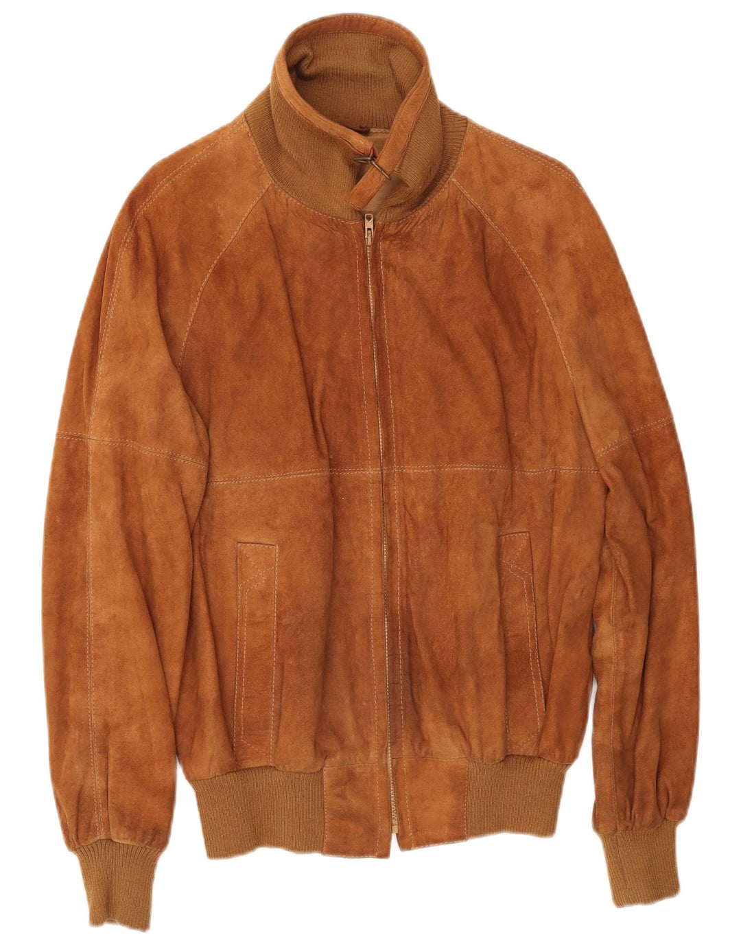 Jaqueta bomber masculina VINTAGE de camurça IT 50 grande couro bege