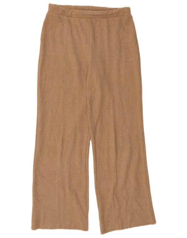Calça de treino feminina Zara UK 12 poliéster bege médio
